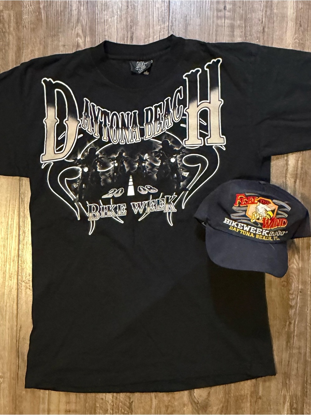 Daytona Beach Bike Week Black Graphic Tee - 212 brand with free snapback daytona